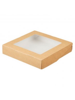 Коробка для кондитерских изделий, с окном крафт 20 х 20 х 4 см (Eco Tabox pro 1500)