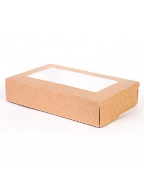 Коробка для кондитерских изделий, с окном крафт, 20 х 12 х 4 см (Eco Tabox pro 1000)