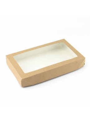 Коробка для кондитерских изделий, с окном крафт 26 х 15 х 4 см