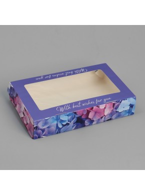 Коробка для кондитерских изделий, с окном «Гортензия», 20 х 12 х 4 см