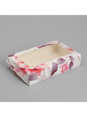 Коробка для кондитерских изделий, с окном «Для тебя цветы», 20 х 12 х 4 см