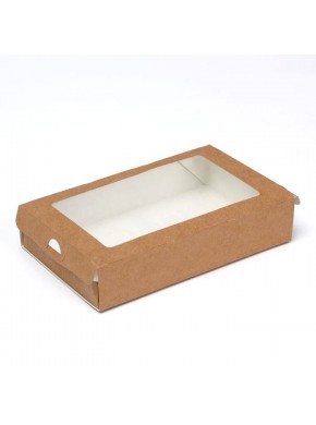 Коробка для кондитерских изделий, с окном, пенал, крафт, 20 х 12 х 4 см
