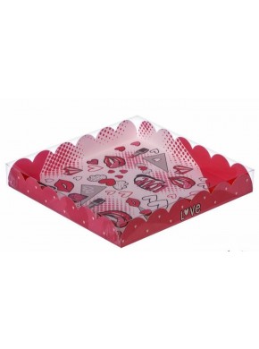 Коробка для кондитерских изделий с PVC-крышкой «Любовь», 13 × 13 × 3 см
