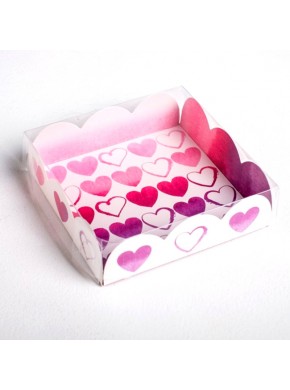 Коробка для сладостей с PVC крышкой «С Любовью», 10,5 × 10,5 × 3 см