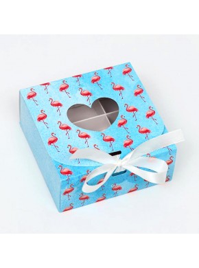 Коробка для сладостей "Фламинго на голубом", 11,5 х 11,5 х 5 см
