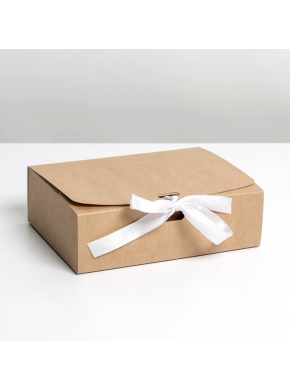 Коробка для сладостей, с лентой, крафт, 16,5 х 12,5 х 5 см