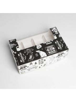 Коробка для эклеров с вкладышами «MАN PATTERN», 25,2 х 15 х 7 см
