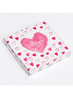 Коробка для сладостей с PVC крышкой, "Любовь", 15 х 15 х 3 см