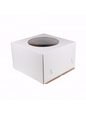 Коробка для торта белая с окном 30 х 30 х 19 см