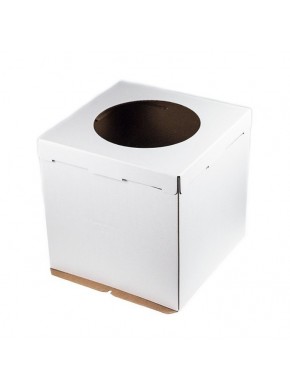 Коробка для торта, белая, с окном (круг), 30 х 30 х 30 см