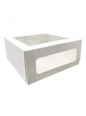 Коробка для торта белая с окном 24 х 24 х 10 см