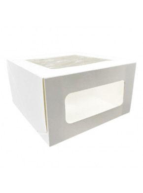 Коробка для торта с окном, белая, 18 х 18 х 10 см 