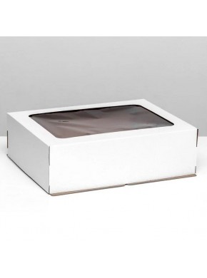 Коробка для торта белая с окном,  30 х 40 х 12 см