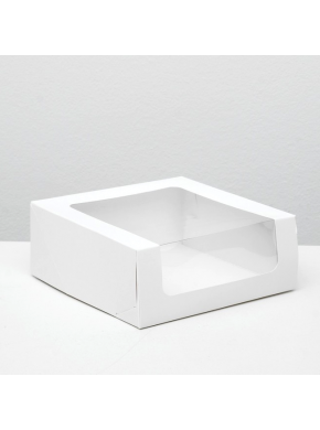 Коробка для кондитерских изделий, белая, с окном, 18 х 18 х 7 см